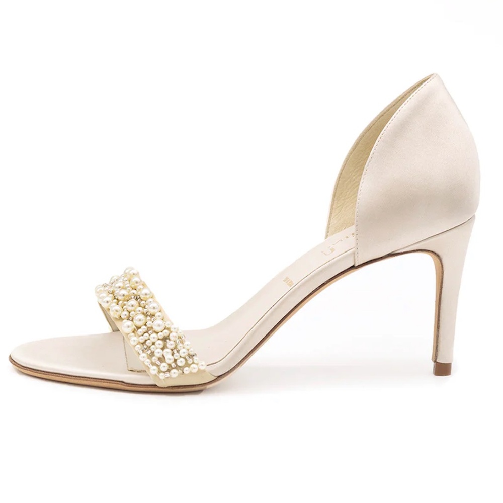 Something Bleu Bridal Shoes Cream‎ Cappy D'orsay Sandal 9.5